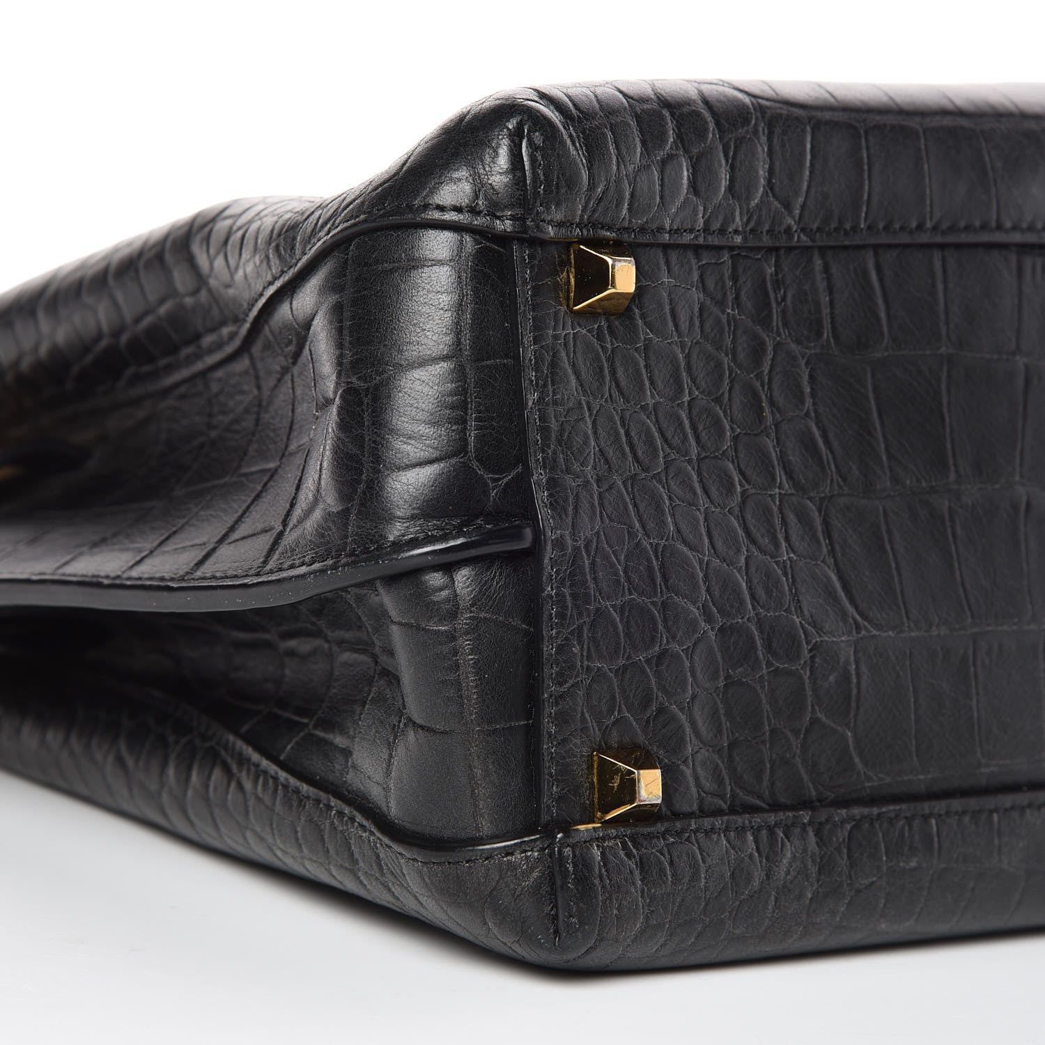 MCM Calfskin Crocodile Embossed Medium Milla Tote Black 5 of 12