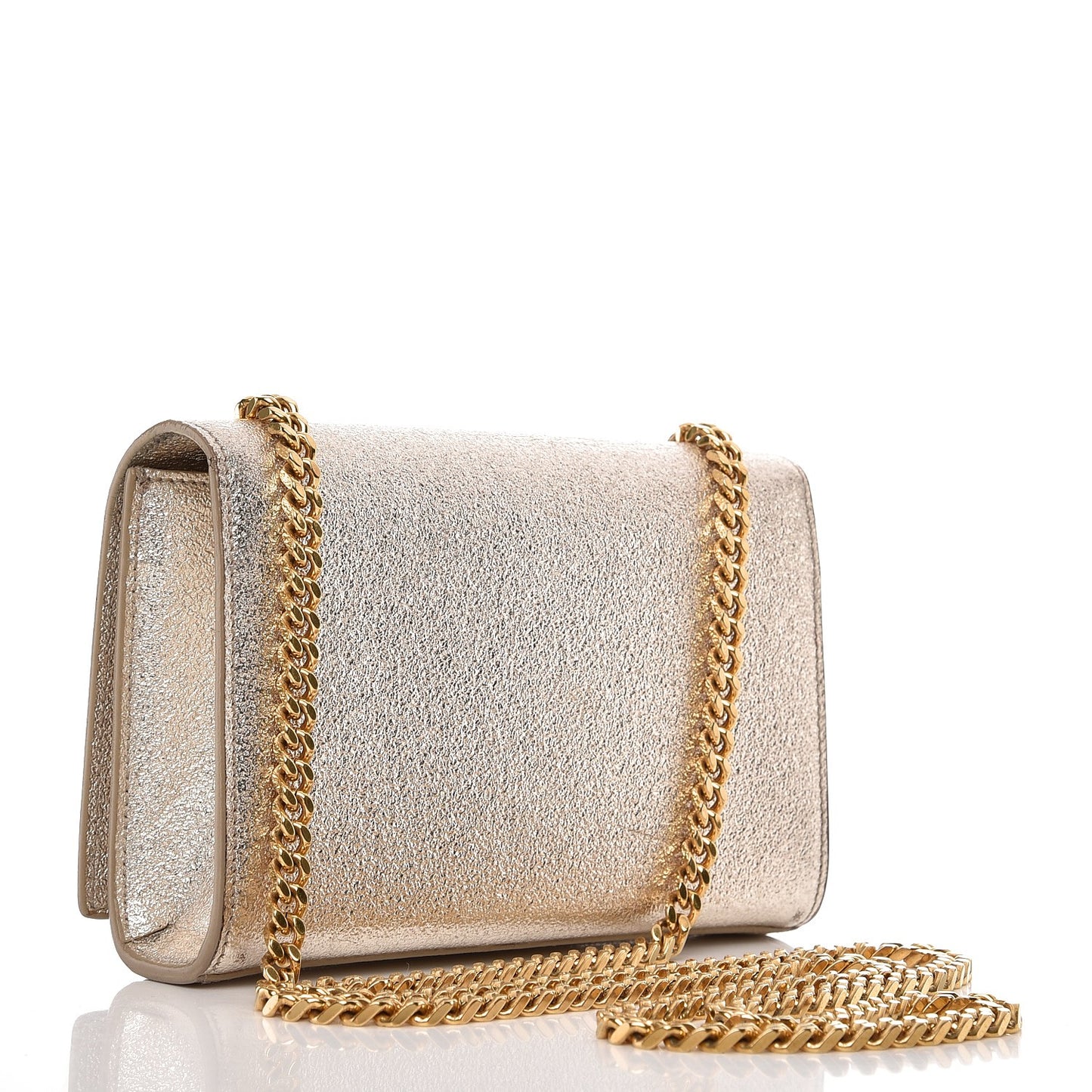 Metallic Calfskin Small Classic Monogram Kate Satchel Pale Gold