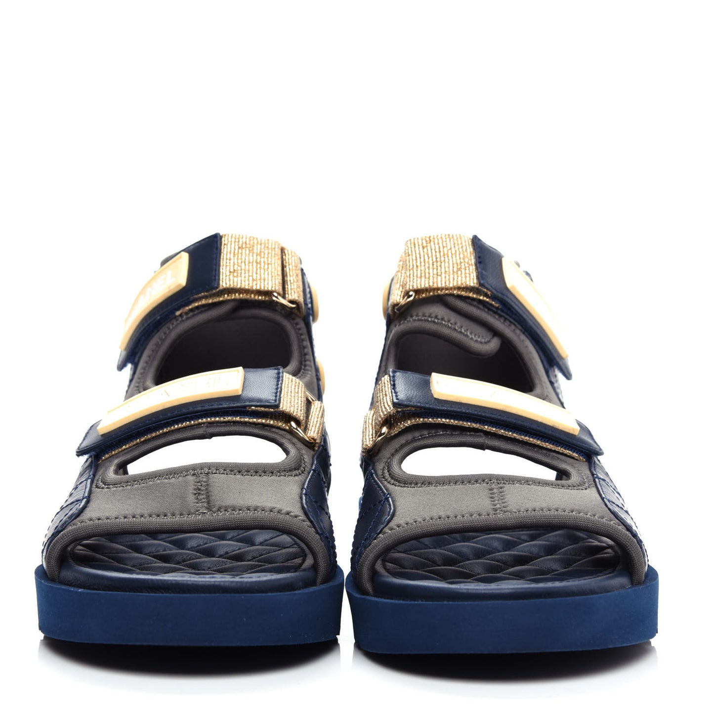 Goatskin Fabric TPU Gladiator Sandals 37 Navy Dark Grey Yellow