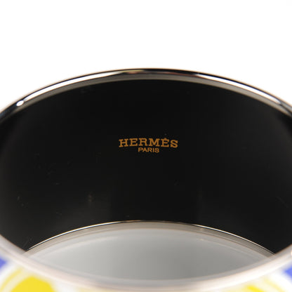 Hermes Enamel Printed Ex Libris Extra Wide Bracelet 70 Bleu Green 4 of 6