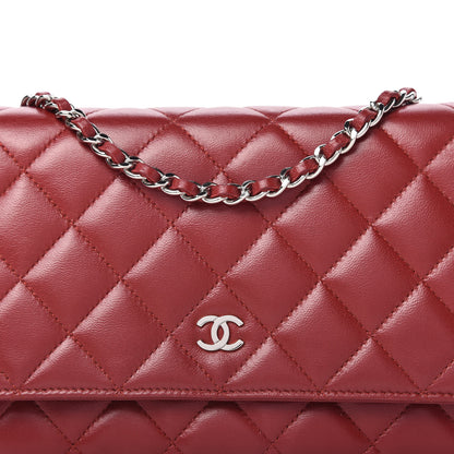 Chanel Lambskin Quilted Wallet on Chain WOC Red 11 of 11