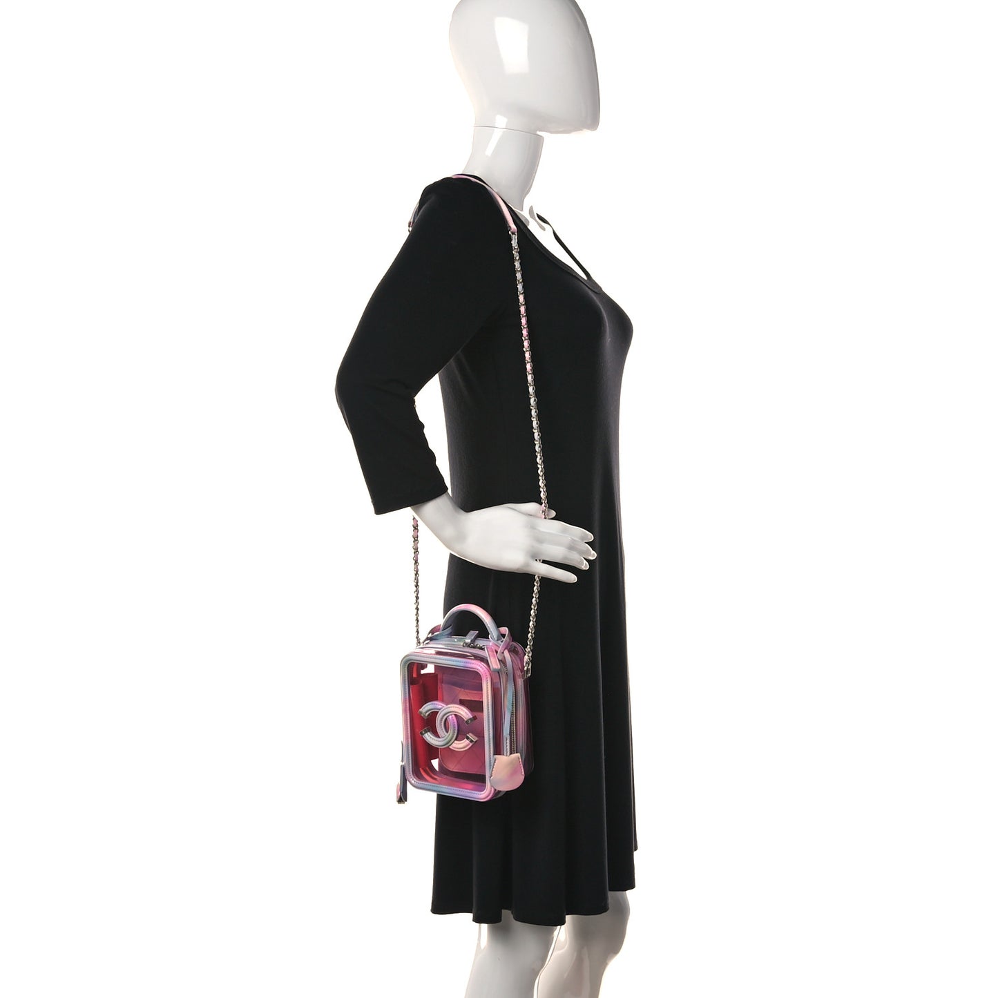 PVC Patent Calfskin Patent Lambskin Vertical Vanity Case Pink