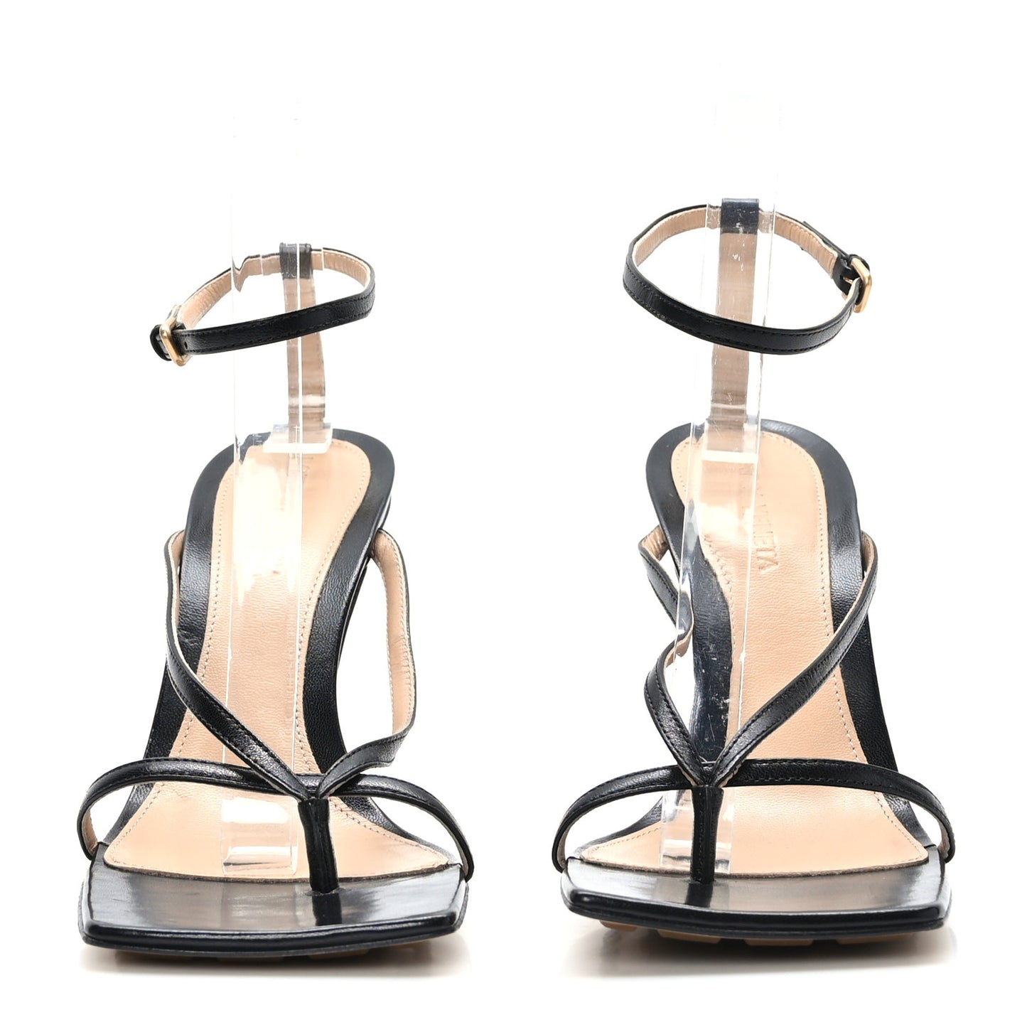 Lambskin Stretch Multi Strap 90mm Sandals 38 Black