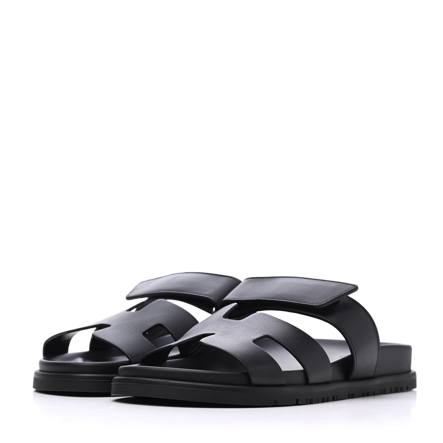 Hermes Calfskin Womens Chypre Sandals 37 Black 3 of 9