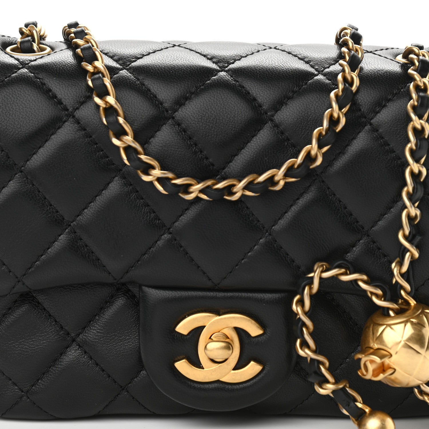 Chanel Lambskin Quilted Mini Pearl Crush Flap Black 10 of 11