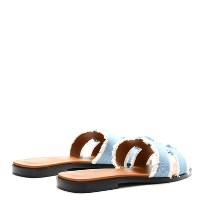 Hermes Denim Oran Fringe Sandals 36 Bleu Clair 5 of 10