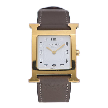 Hermes Stainless Steel Swift 26mm Heure H Hour Quartz Watch Etoupe 1 of 6