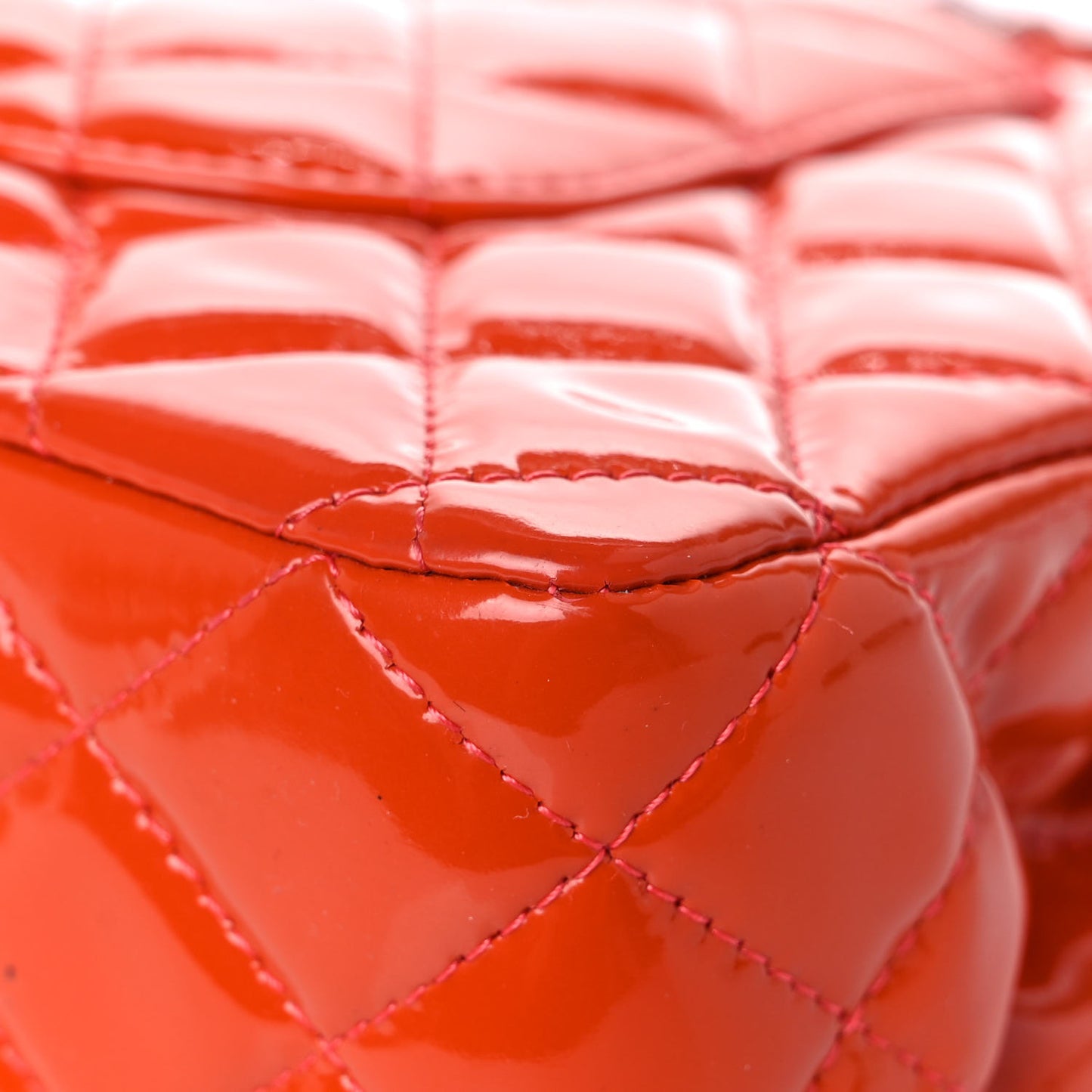 Patent Quilted Medium Double Flap Orange