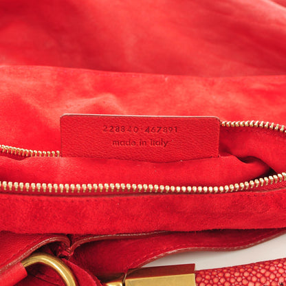 Saint Laurent Sheepskin Stingray Large Roady Hobo Red 7 of 7