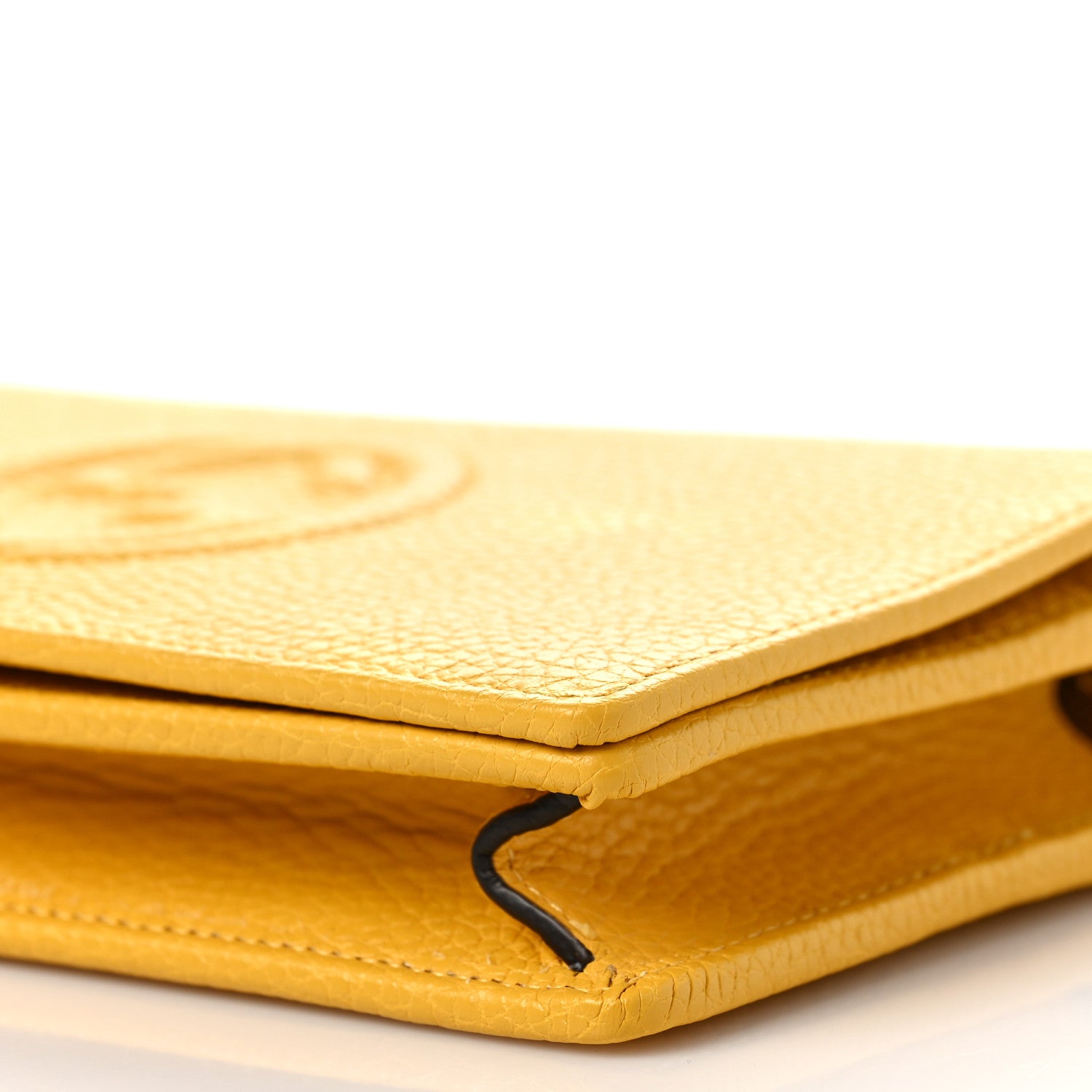 Gucci Pebbled Calfskin Soho Wallet on Chain New Buttercup 8 of 11