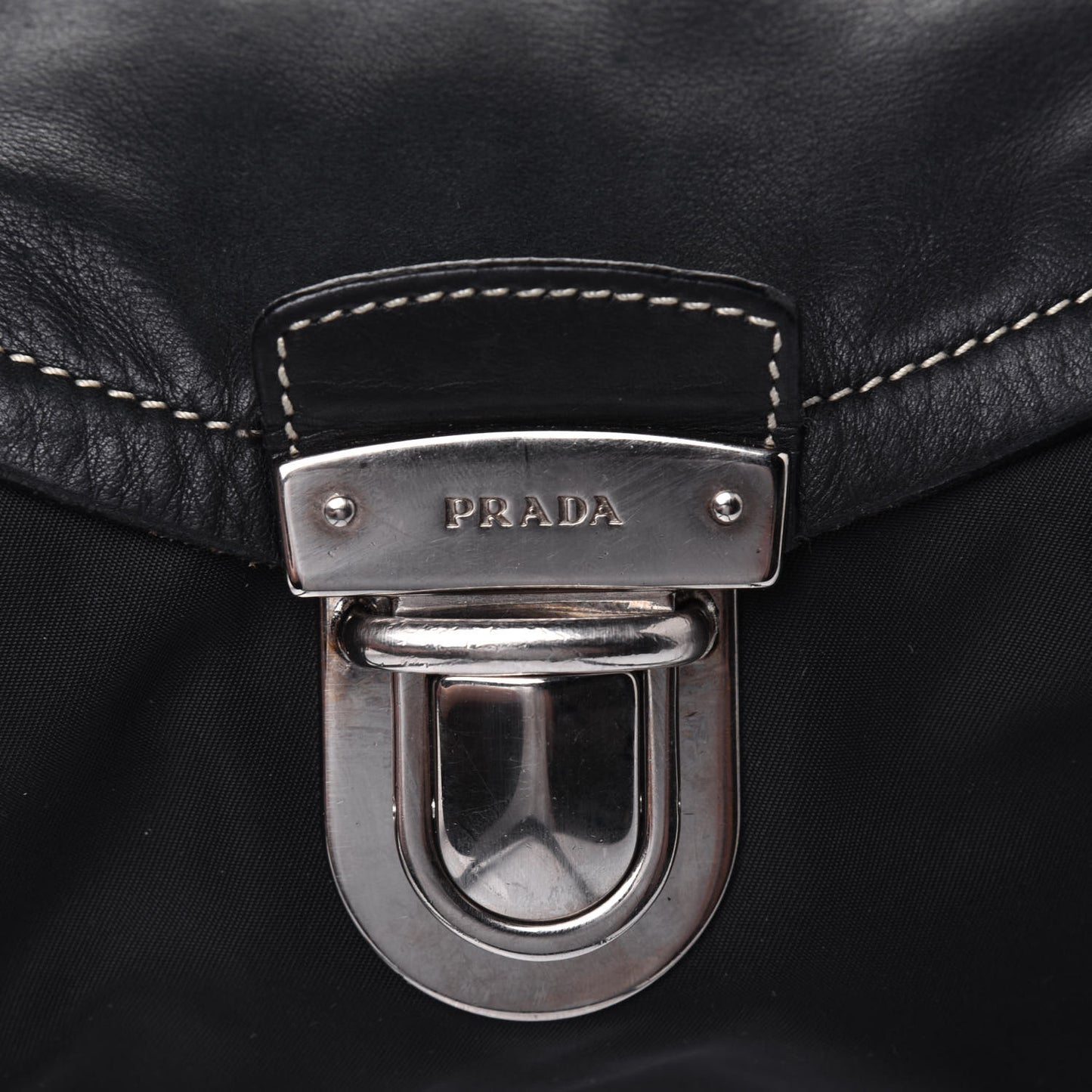 Tessuto Nylon Vitello Foldover Pushlock Satchel Black