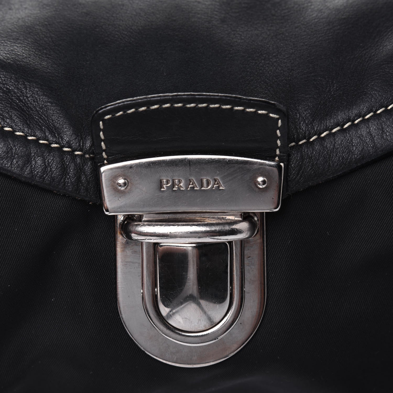Prada Tessuto Nylon Vitello Foldover Pushlock Satchel Black 11 of 27