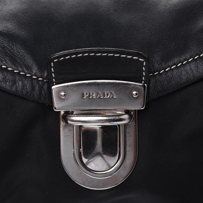 Prada Tessuto Nylon Vitello Foldover Pushlock Satchel Black 11 of 27