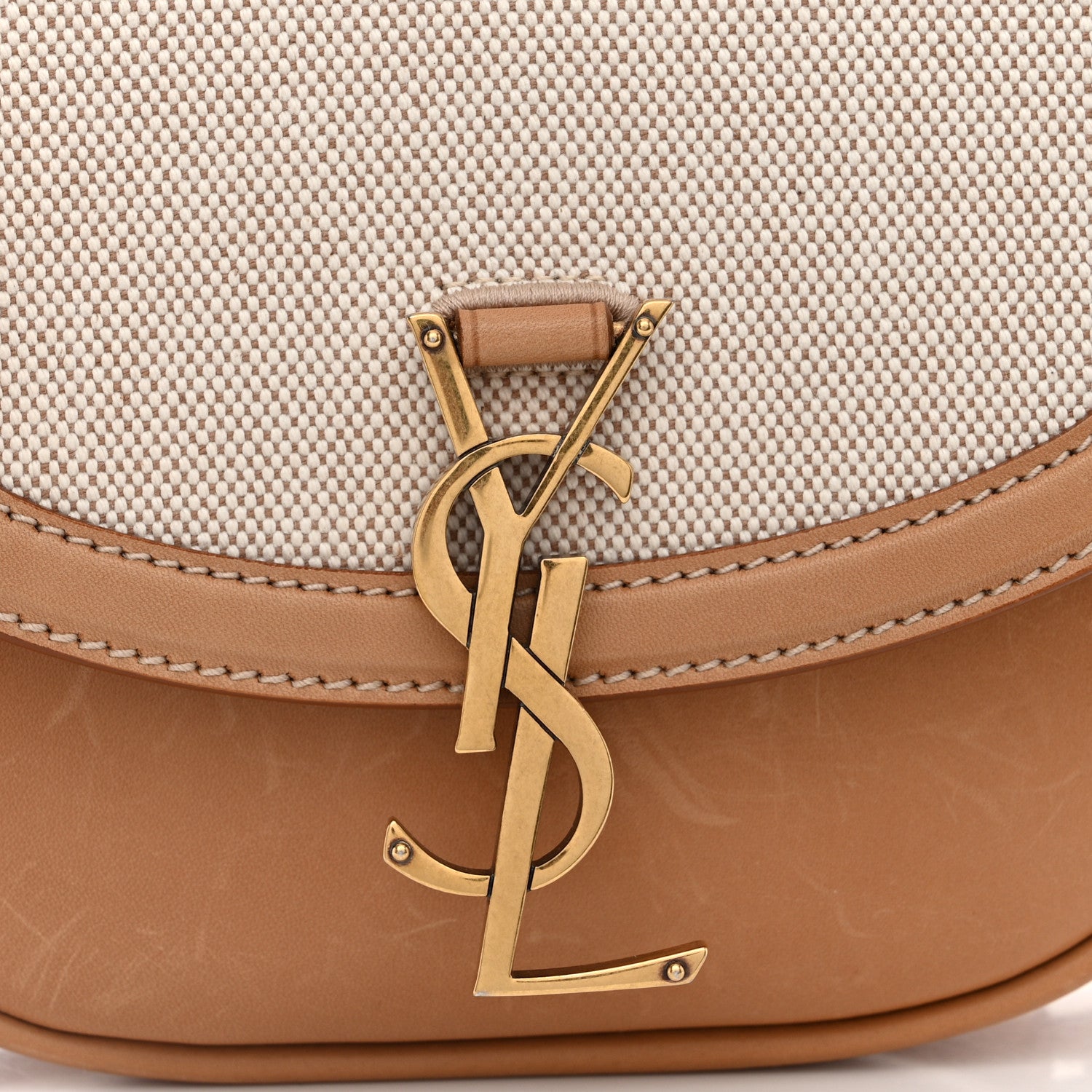 Saint Laurent SAINT LAURENT Smooth Calfskin Cotton Canvas Small Kaia Satchel Natural Beige 8 of 13