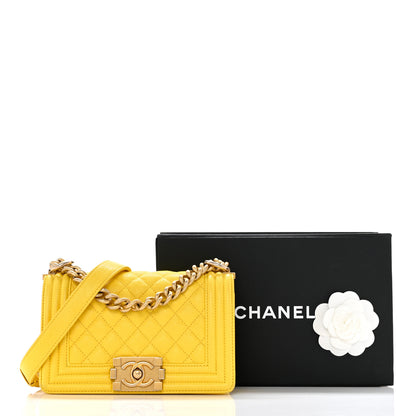 Chanel Caviar Quilted Small Boy Flap Yellow 11 of 11