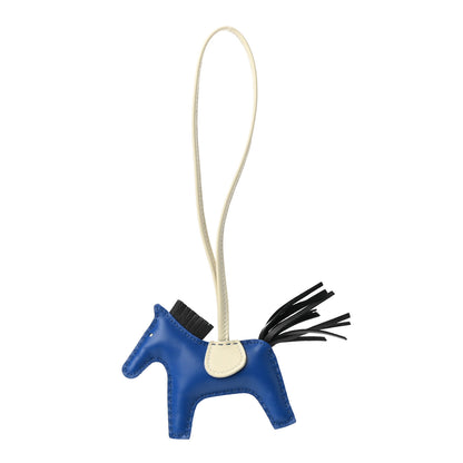 Hermes Milo Lambskin Grigri Rodeo Horse Bag Charm PM Bleu France Nata Black 1 of 4