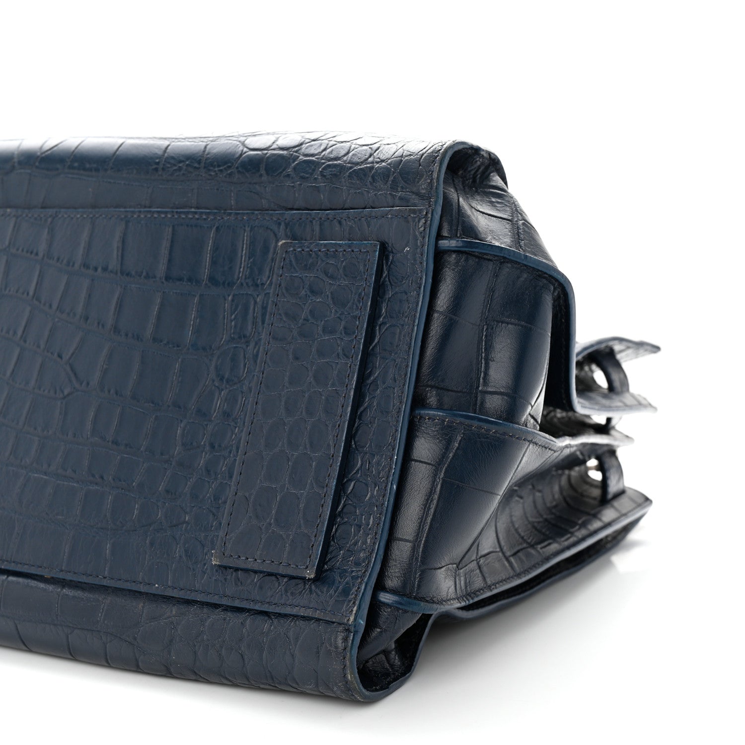 Saint Laurent Calfskin Crocodile Embossed Medium Souple Sac De Jour Navy 11 of 12