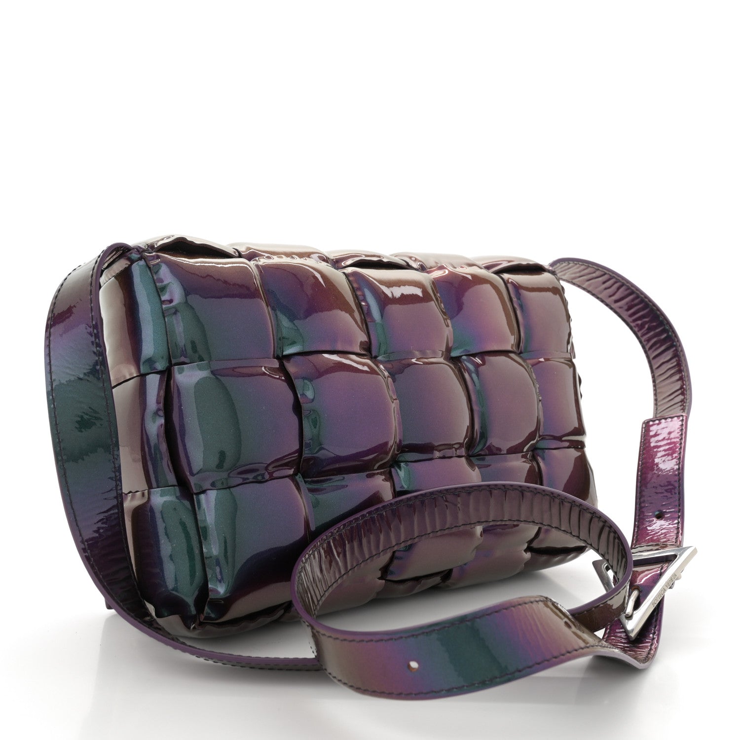 Bottega Veneta Glossy Nail Polish Nappa Maxi Intreccio Padded Cassette Crossbody Bag Holographic 3 of 14