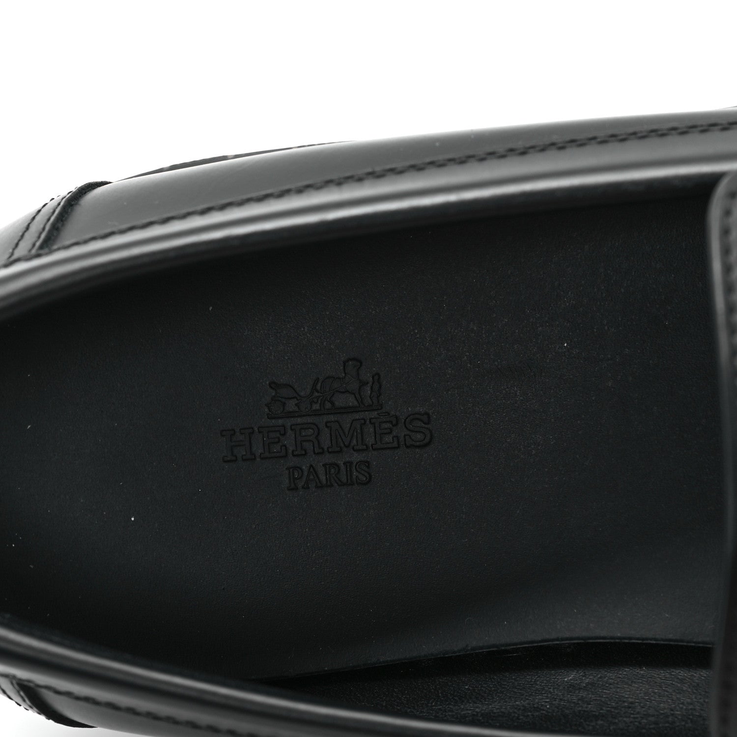 Hermes Glazed Calfskin Womens Hitch Loafers 38 Black 8 of 9