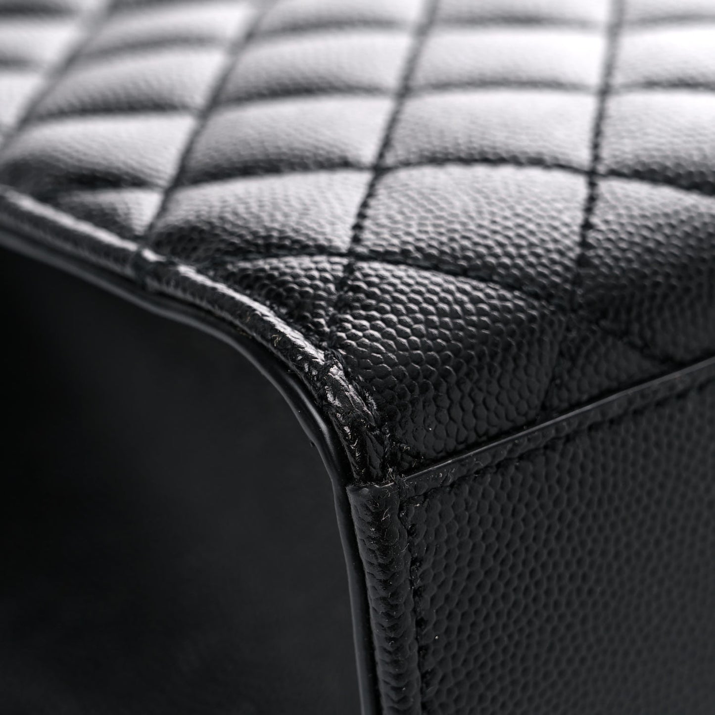 Grain De Poudre Textured Mixed Matelasse Large Triquilt Monogram Monochrome Satchel Black
