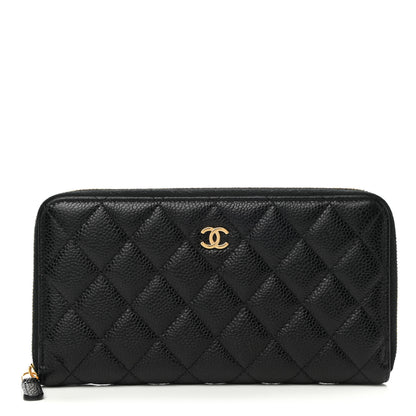 Chanel Caviar Quilted Large Gusset Zip Around Wallet Black 1 of 10