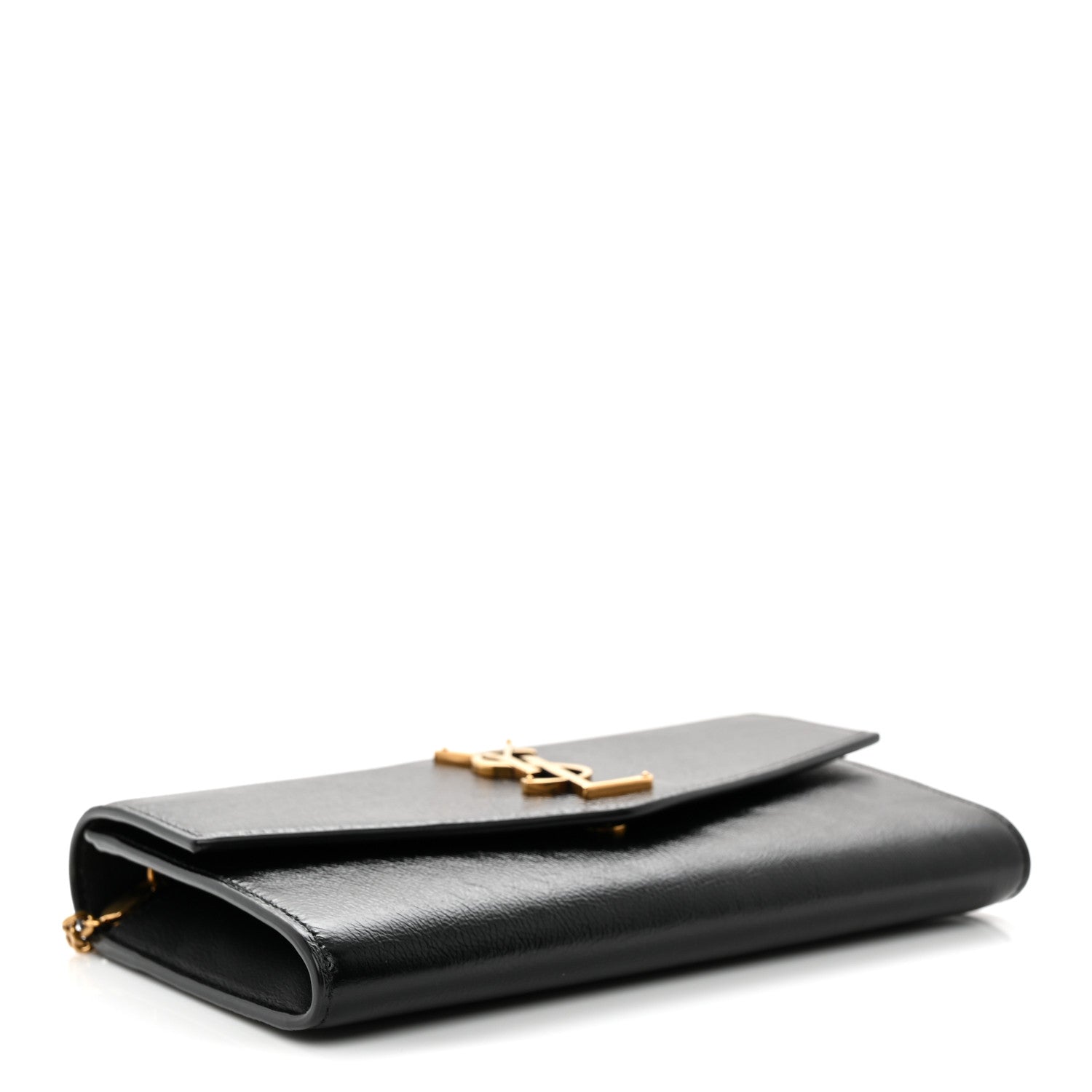Saint Laurent Crinkled Calfskin Uptown Chain Wallet Black 4 of 11