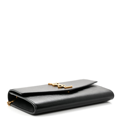 Saint Laurent Crinkled Calfskin Uptown Chain Wallet Black 4 of 11