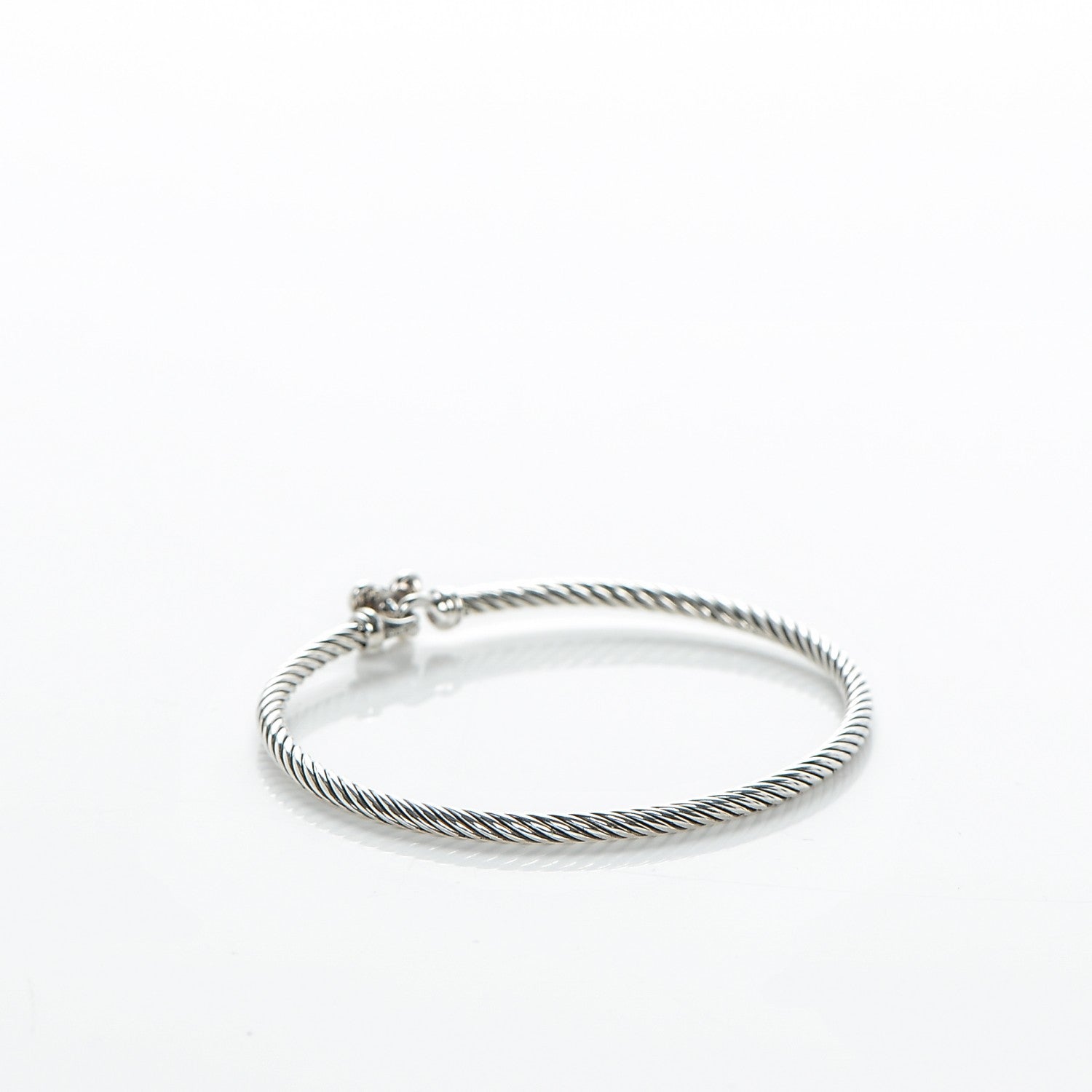 David Yurman Sterling Silver Diamond 3mm Butterfly Cable Bracelet 3 of 4