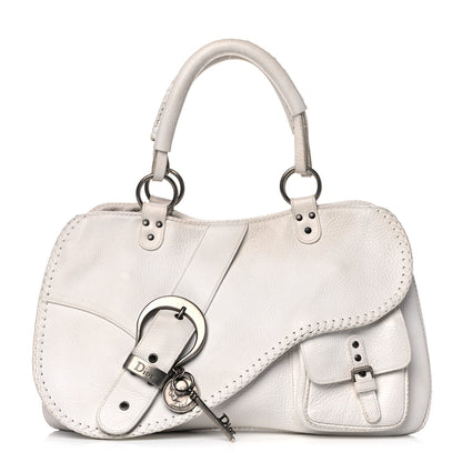 Christian Dior Calfskin Braided Gaucho Double Saddle Bag White 1 of 21