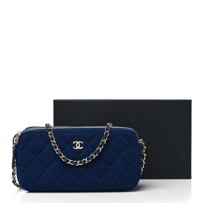 Chanel Jersey Quilted Small Clutch With Chain Navy 12 of 12