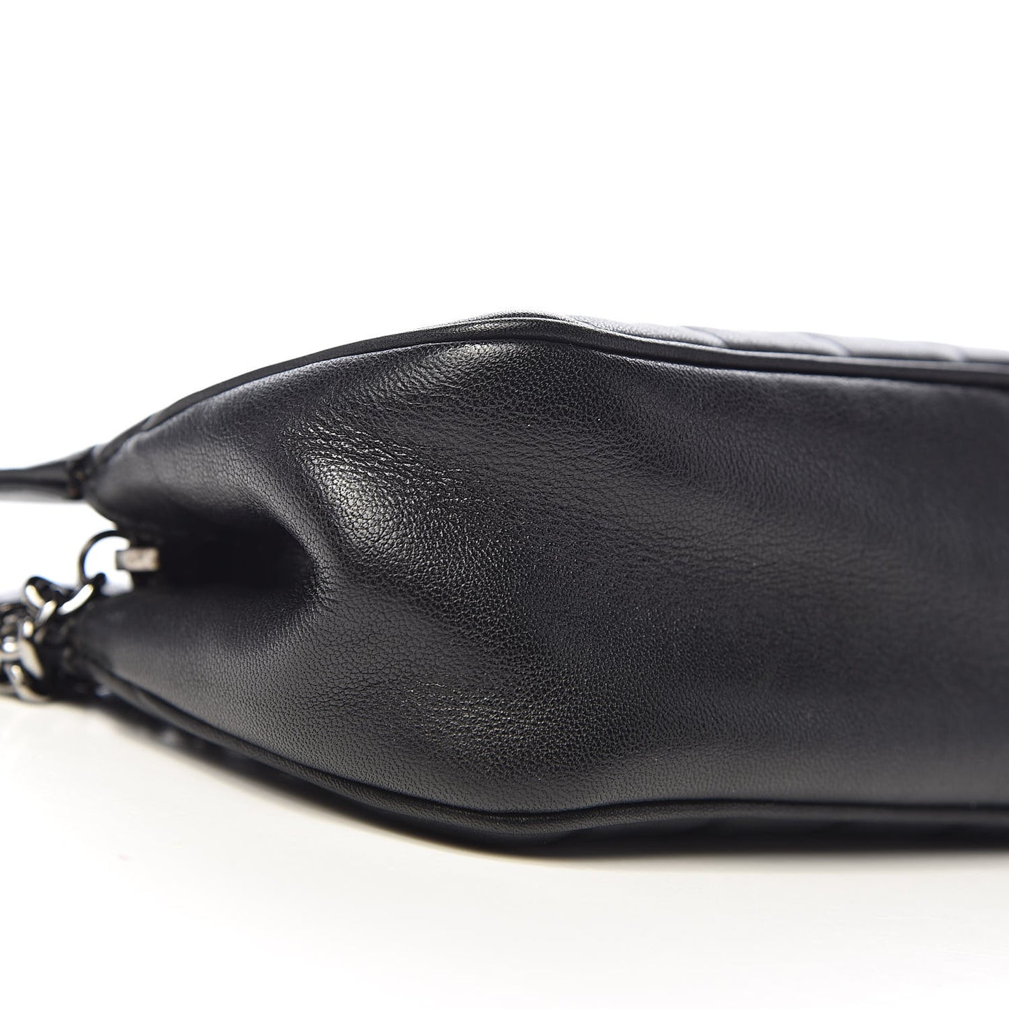 Lambskin Vertical Quilted Logo Shoulder Bag Black