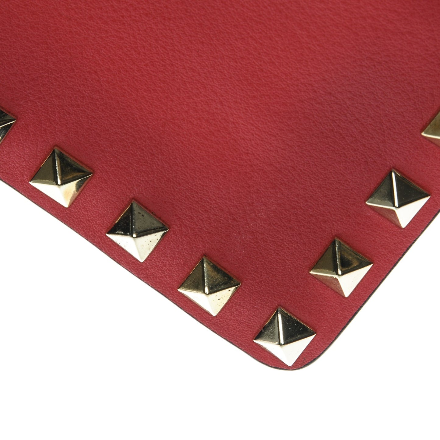 Vitello Large Rockstud Zip Pouch Deep Rose