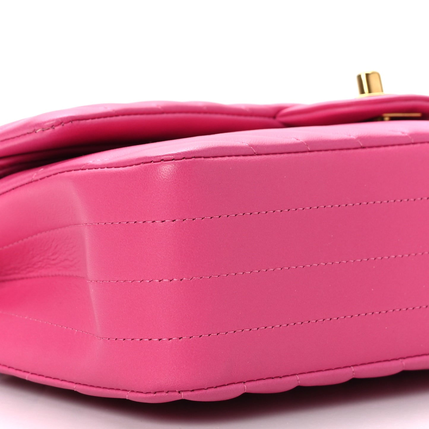 Lambskin Chevron Quilted Medium Double Flap Pink