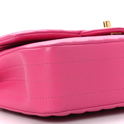 Chanel Lambskin Chevron Quilted Medium Double Flap Pink 8 of 9