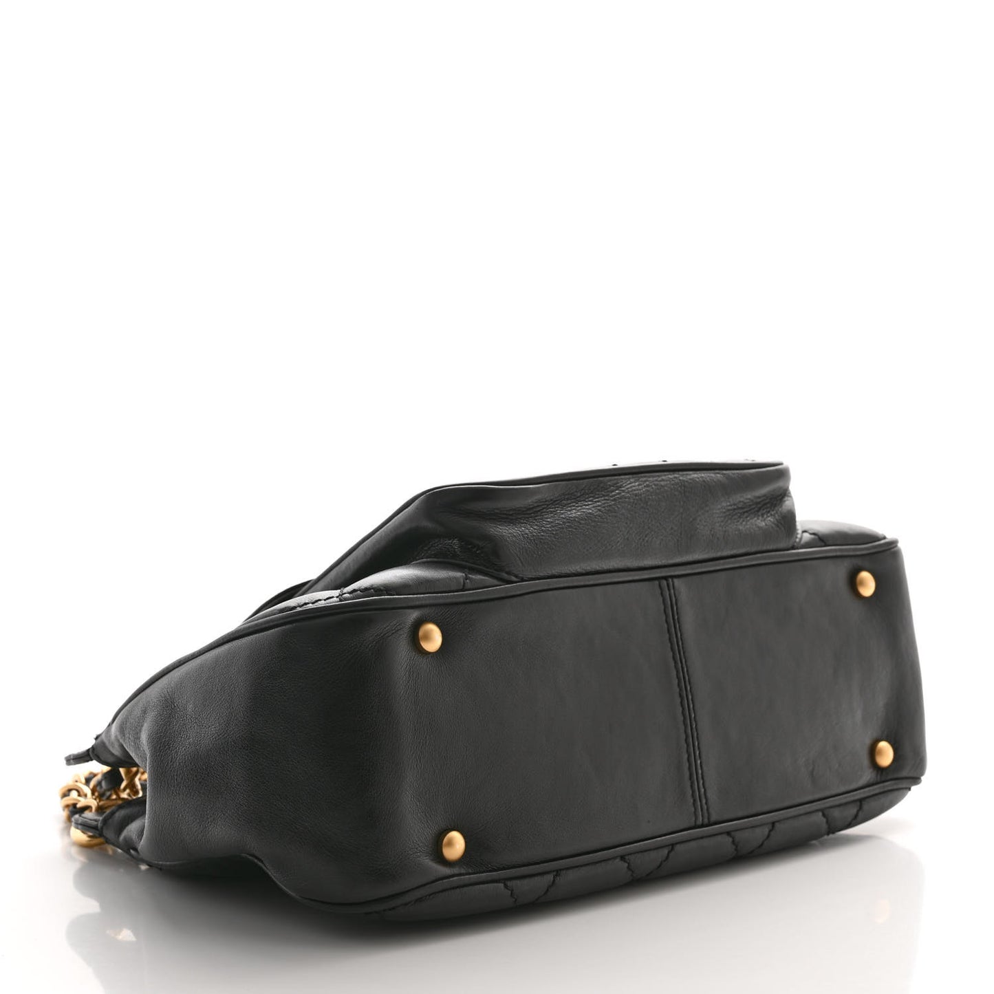 Lambskin Chocolate Bar Quilted Small Shoulder Bag Black