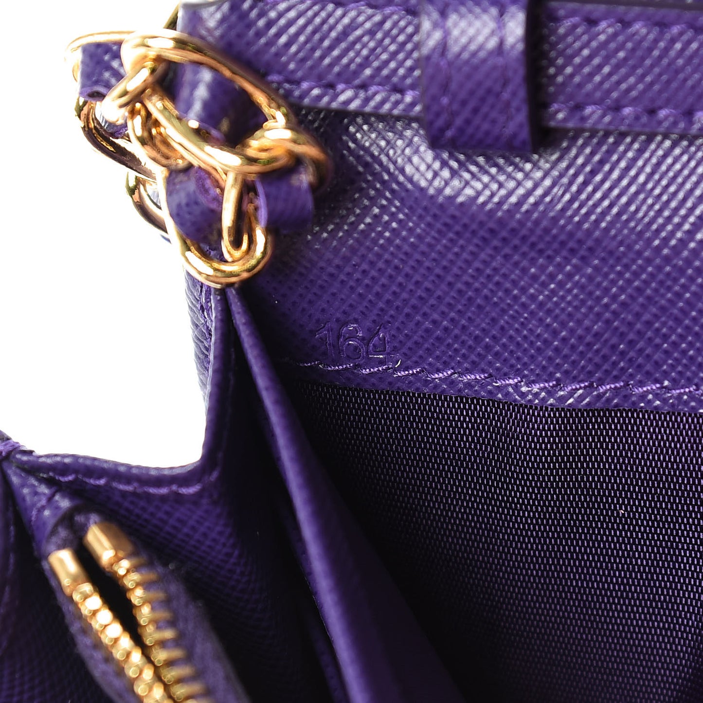 Saffiano Metal Oro Chain Wallet Viola