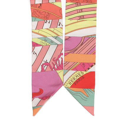 Hermes Silk Astrologie Twilly Rose Corail Vert Fluo 3 of 5