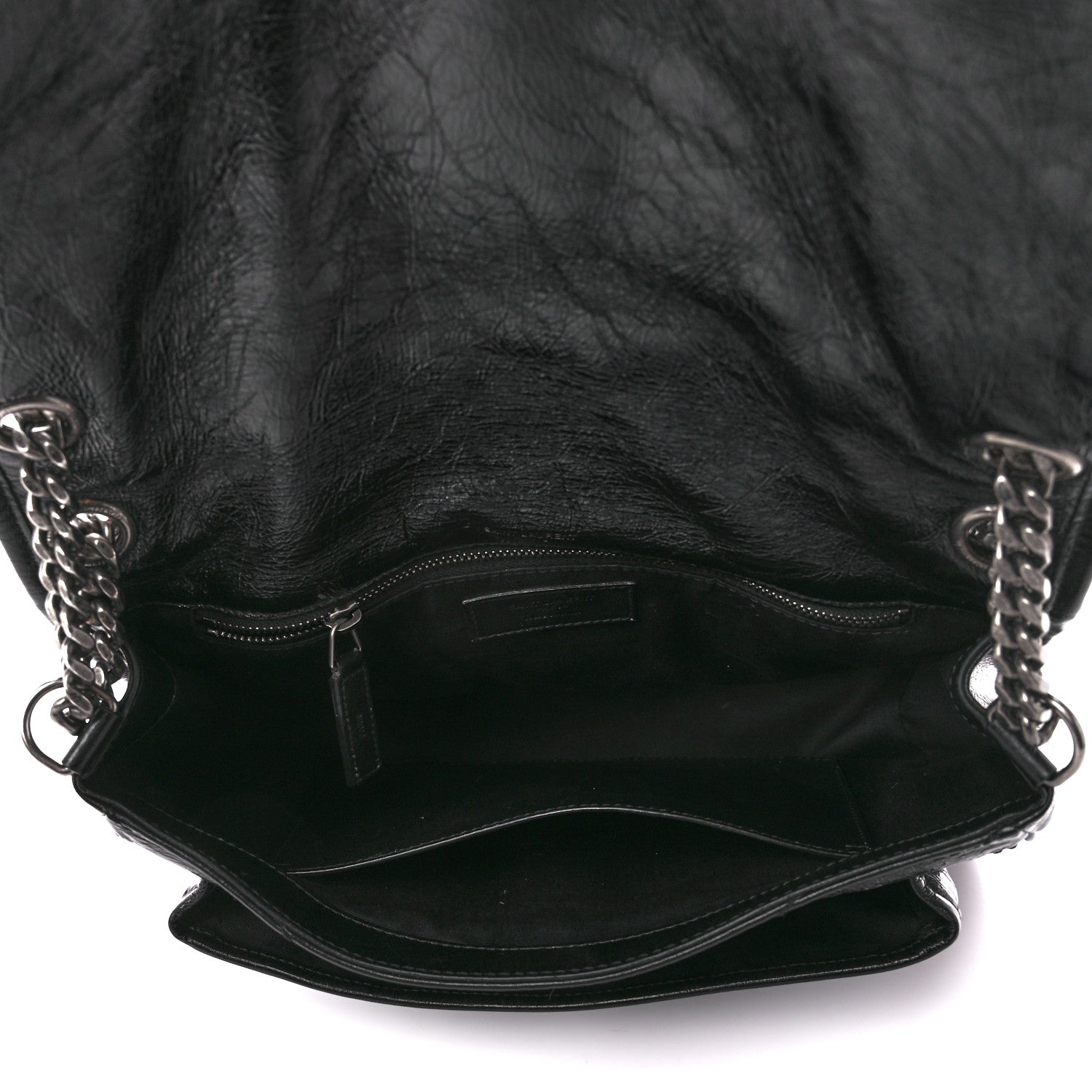 Saint Laurent Crinkled Calfskin Matelasse Monogram Medium Niki Chain Satchel Black 5 of 12