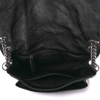 Saint Laurent Crinkled Calfskin Matelasse Monogram Medium Niki Chain Satchel Black 5 of 12