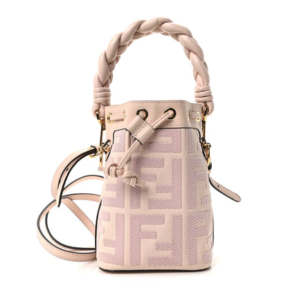 Fendi Canvas Nappa F is Fendi FF Embroidered Mini Mon Tresor Bucket Bag Baby Pink 1 of 10