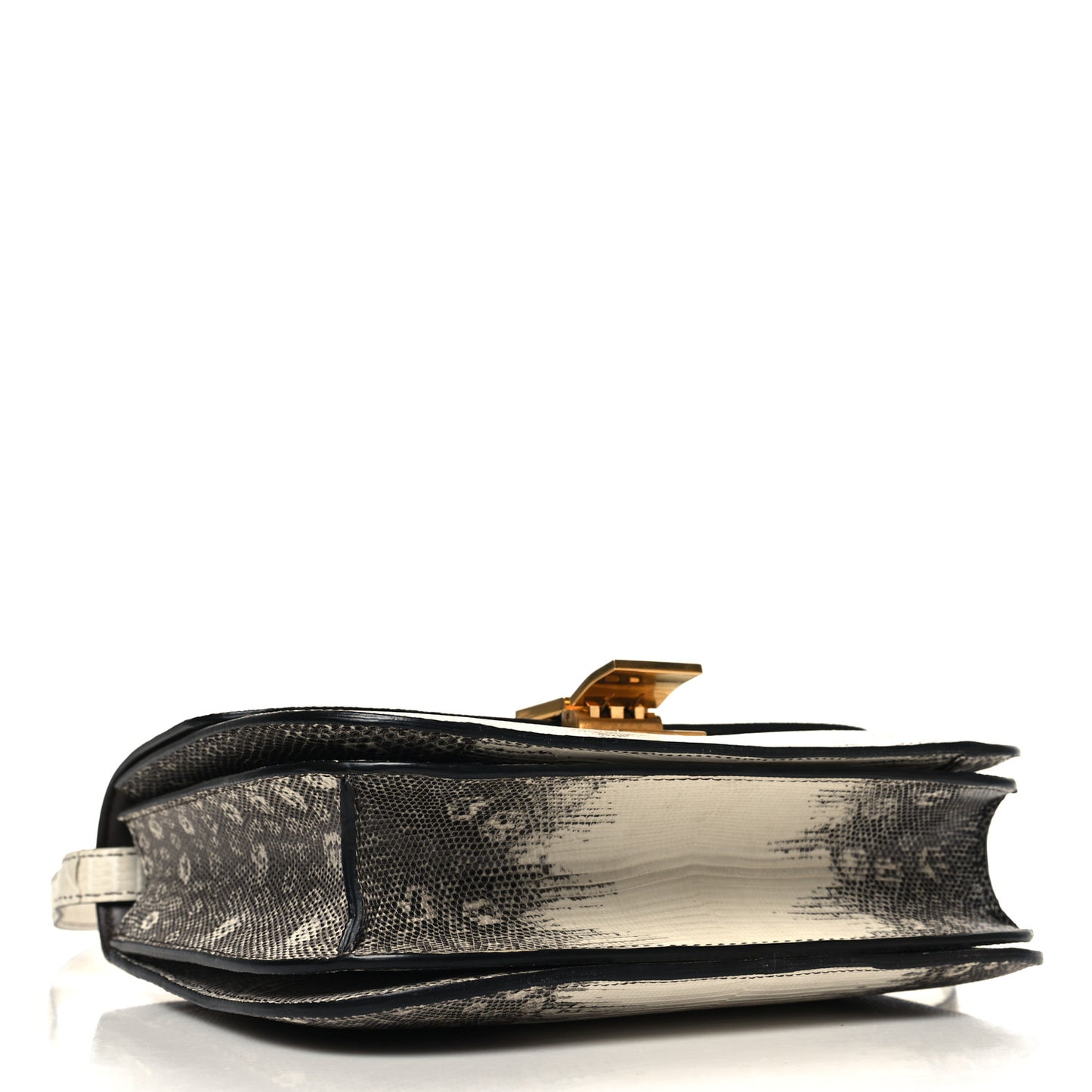 Lizard Medium Classic Box Flap Bag Natural