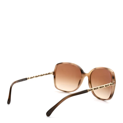 Chanel Acetate Metal Lambskin Chain Square Sunglasses 5210-Q Brown 4 of 8