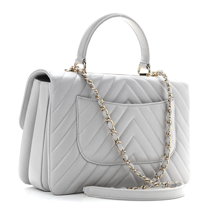 Chanel Lambskin Chevron Quilted Medium Trendy CC Dual Handle Flap Bag Grey 4 of 12