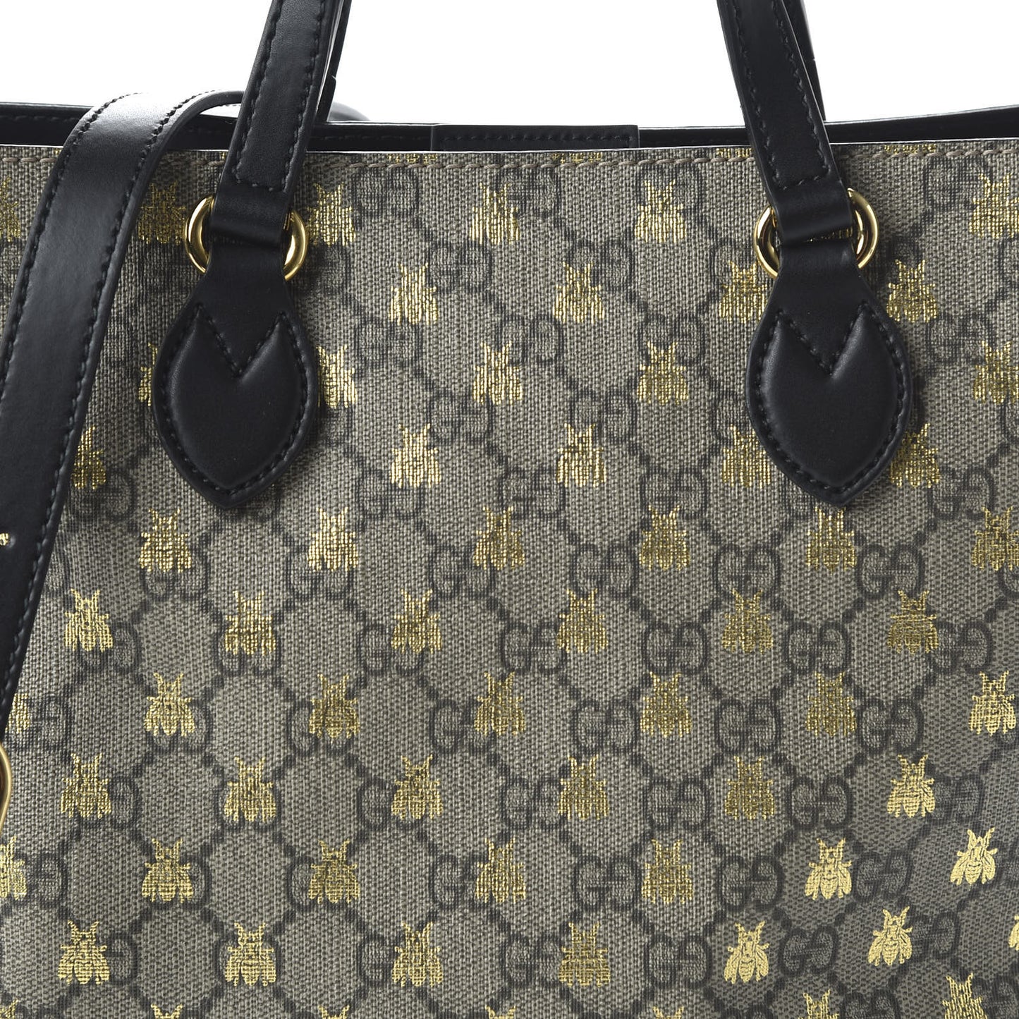 Soft GG Supreme Monogram Bees Small Crossbody Tote Beige Oro Black