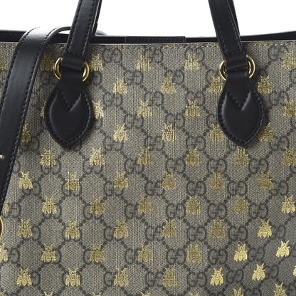 Gucci Soft GG Supreme Monogram Bees Small Crossbody Tote Beige Oro Black 10 of 10