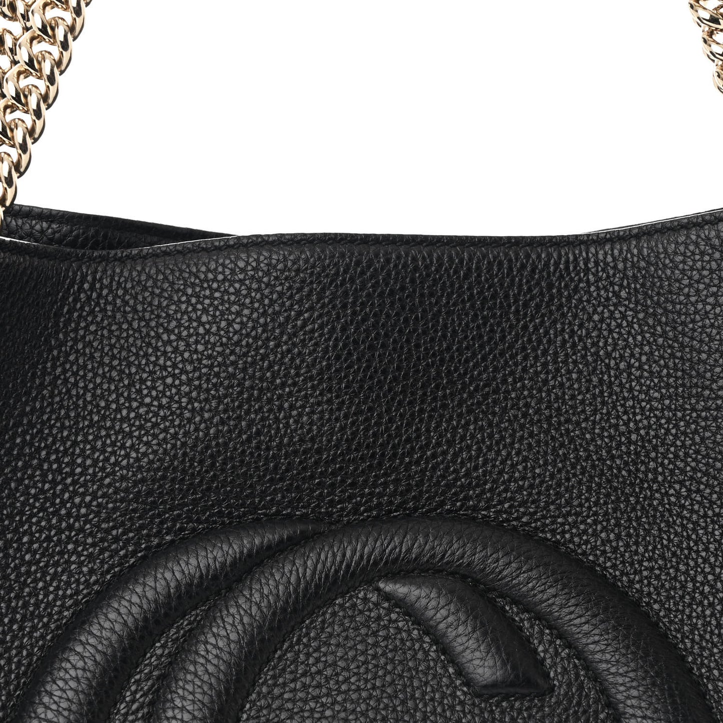 Pebbled Calfskin Medium Soho Chain Shoulder Bag Black