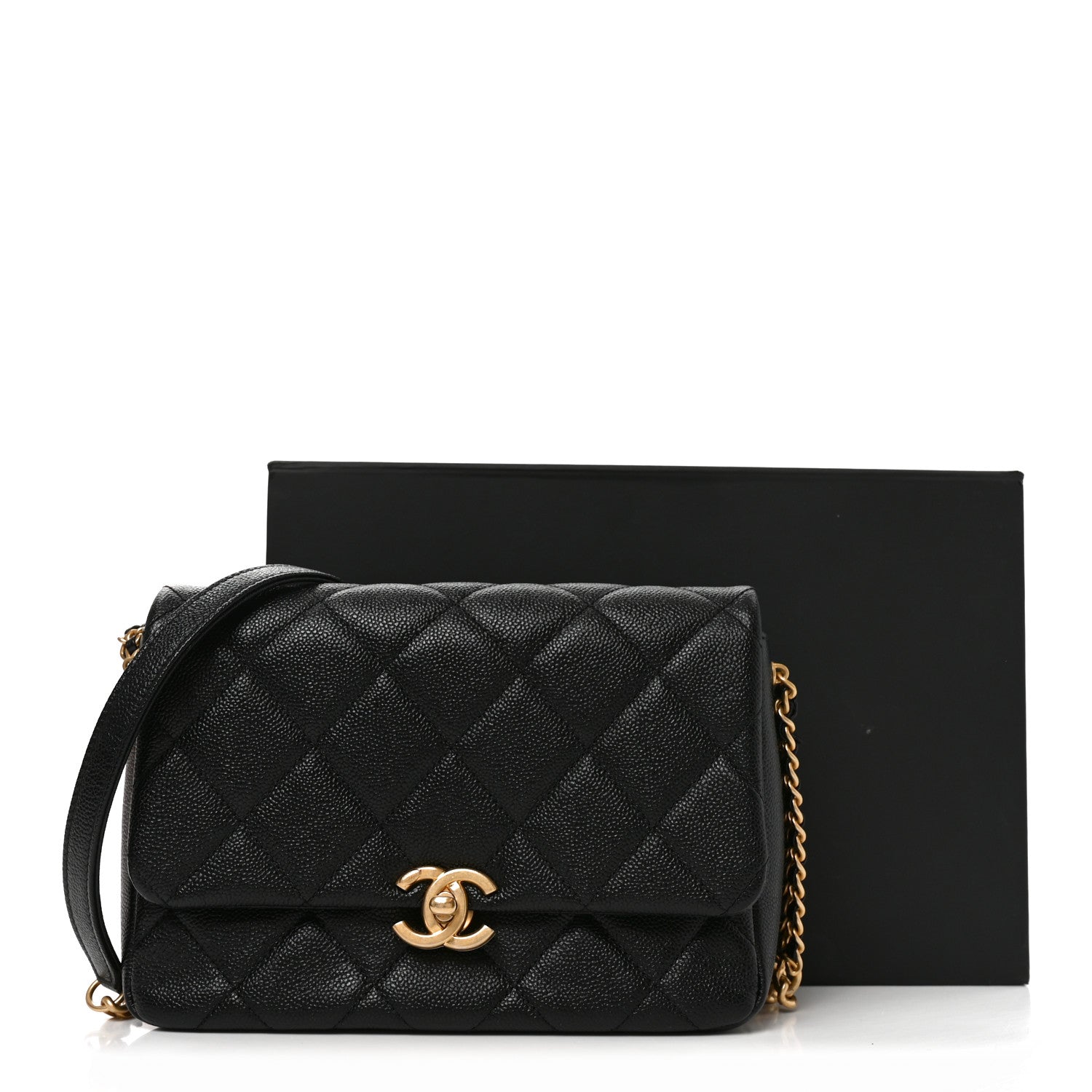 Chanel Shiny Caviar Quilted Small Chain Melody Flap Black 11 of 11