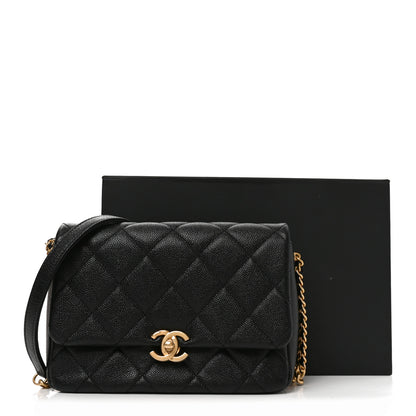 Chanel Shiny Caviar Quilted Small Chain Melody Flap Black 11 of 11