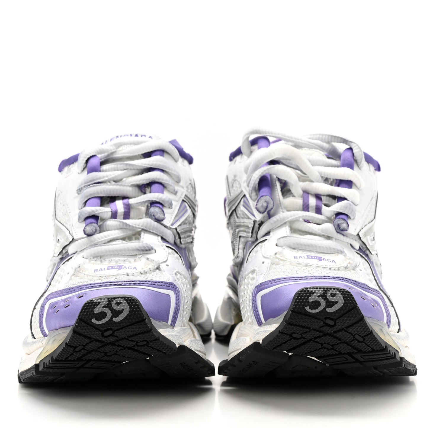 Mesh Rubber Womens Runner Sneakers 39 Purple Grey White Black