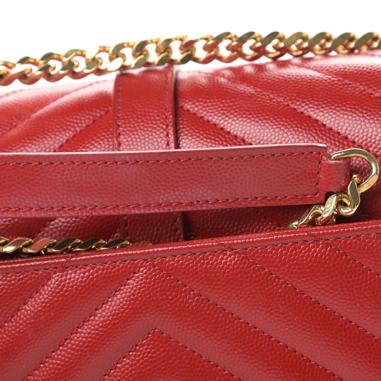 Grain De Poudre Matelasse Chevron Large Monogram Satchel Lipstick Red